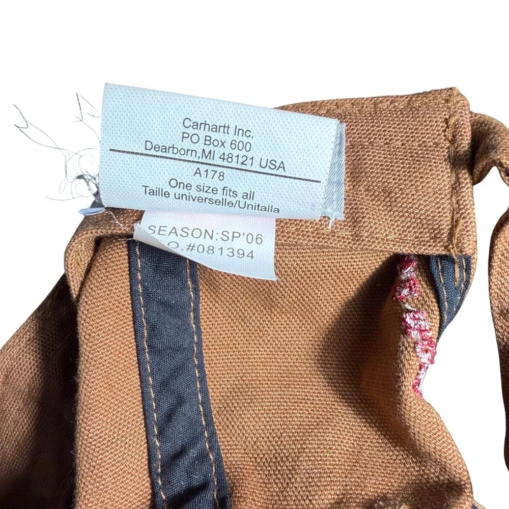 Vintage Carhartt Brown Canvas Cursive Script Logo Strapback Hat 2006 Y2K Grunge